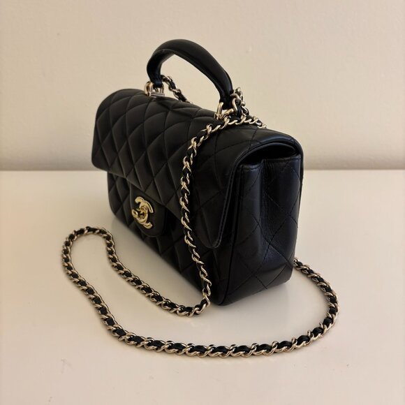 CHANEL Quilted Leather Mini Flap Bag with Top Handle - Picture 6 of 16